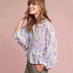 Anthropologie Maeve Bryanna Floral Dolman Sleeve blouse size medium